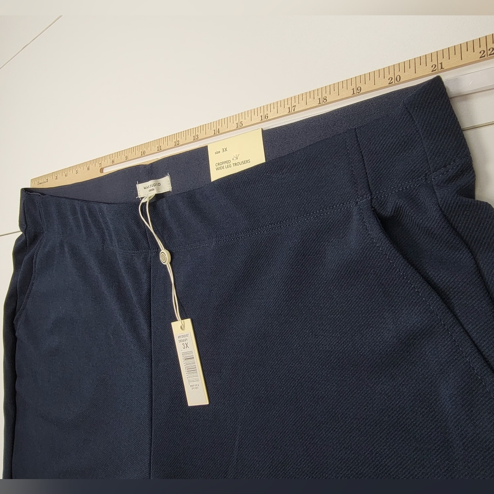 Max Studio Top Navy Blue with thread trim & Wide Leg Trousers Set 3X MSRP $198 - Picture 11 of 16